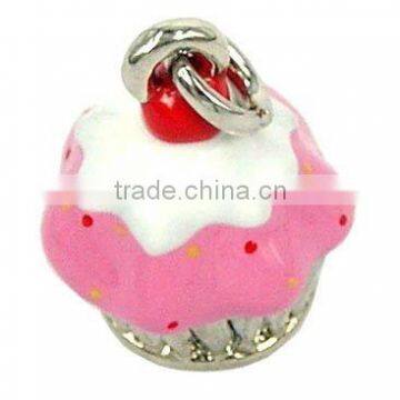 New design metal cupcake charms/ cupcake necklace pendant wholesale , Various Designs and colours,15*27*7.4mm