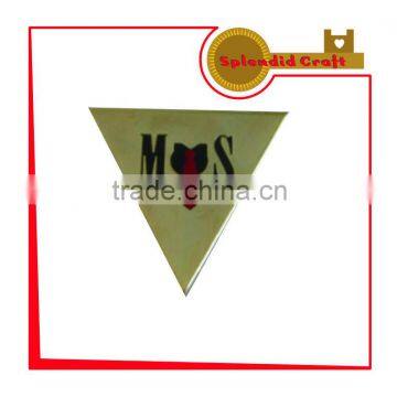 Hard enamel with print triangle shape gold lapel pins