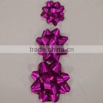 Fushcia Matte Metallic Gift Bow,Star Ribbon Bow For Christmas Decoration