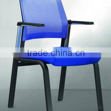 Fabric training chair parts with station in Blue color with armrest