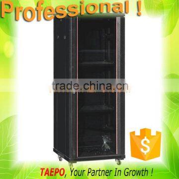 42U front glass door with curved meshed door panel rear steel door Free standing network server data cabinet