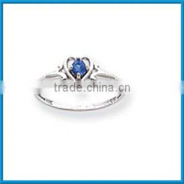 Newest White Gold September Sapphire Birthstone Imitation Gemstone Rings Heart Ring