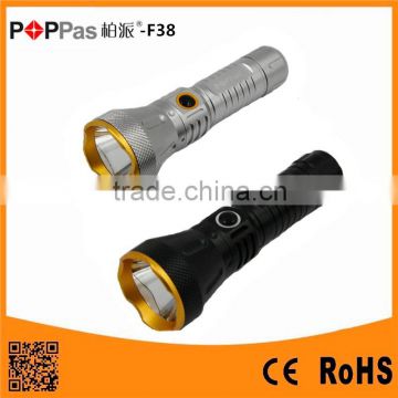 POPPAS F38 10W T6 LED 18650 Battery Bright Most Powerful Aluminium Rechargeable LED Flashlight Torch