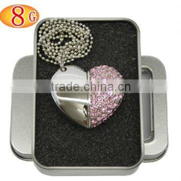 bulk 1gb 2gb 4gb diamond/jewelry heart shaped usb flash drives