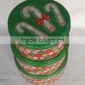 Round metal tinplate boxes set for packing