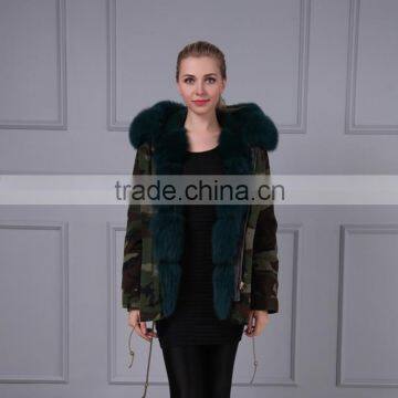 winter new arrival army green hooded fashion quality style coat fur real fox fur jacket