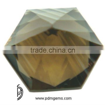 Smoky Quartz Hexagon Concave Cut