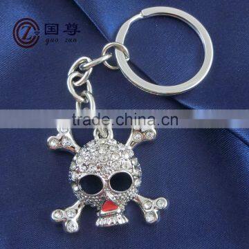 Skull keychain/Metal skull keychain with diamond