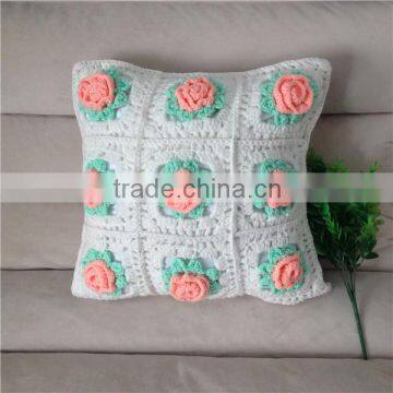 Handmade White Crochet Cushion With Flowers photo-2
