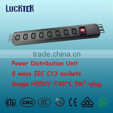 IEC C13 8 ways outlets PDU with switch