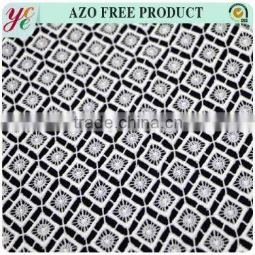 High quality white embroidery polyester lace fabric/Chemical lace embroidery fabric for cloths