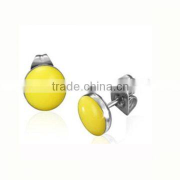 Small stud yellow color stone stainless steel gemstone silver earrings ebay silver earrings silver big earrings (LE2364)