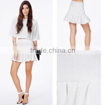 Discreet zip fastening woman skirt white school girls mini skirt