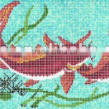 Fish Pond Pattern with Two Gold Fish Mosaic Tile