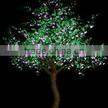 Pink cherry PVC green leaves LED fruit light