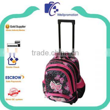 Wholesale kids school bag with wheels for girls