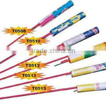 three color small rocket fireworks Glitterous light rocket fireworks