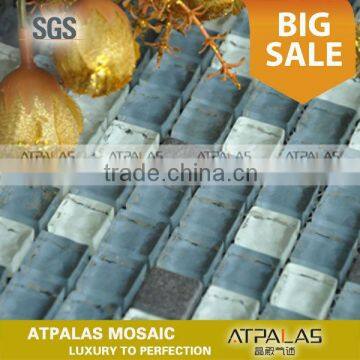 Stone Glass Tile - glass mix stone mosaic tile - glass stone mosaic tile, wave glass mosaic tile A05