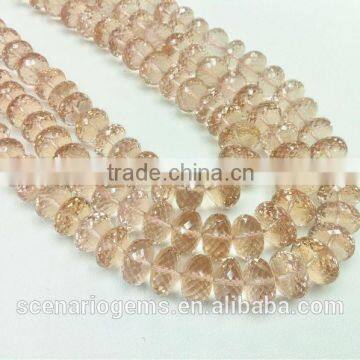 #HMZ867 Natural Faceted Roundel Semi-Precious Loose Gemstone Necklace Morganite beads