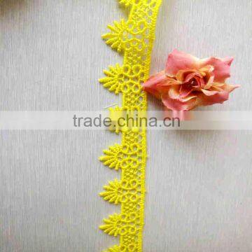 2016 New style yellow chemical polyester lace trim cotton for lady dress