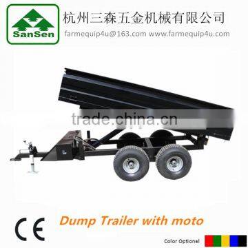 hydraulic tipper trailer for agriculture; 4wheel tractor dump trailer