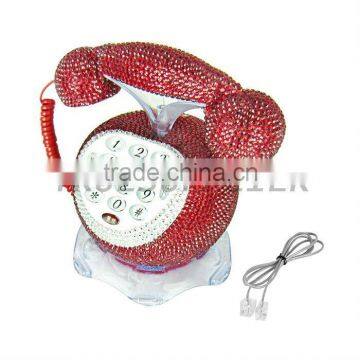 Shape Diamond Rhinestone Novelty Cord Phone Telephone