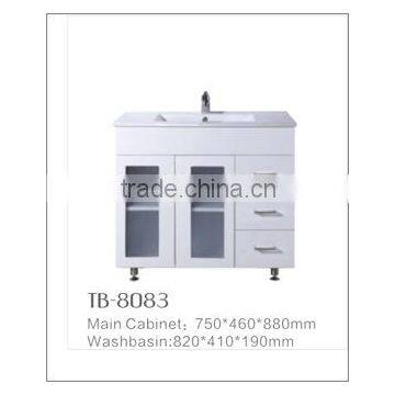 high ends & single sink waterproof pvc bathroom furniture with three drawers