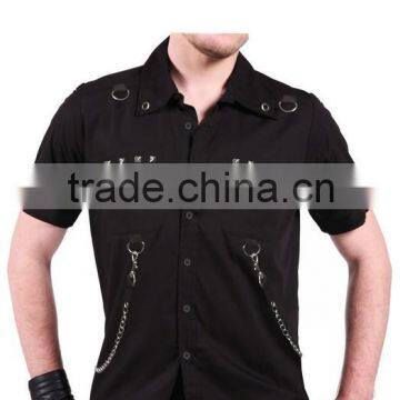 2015 GOTHIC SHIRTS BLACK DENIM COTTON MEN'S STEAMPUNK GOTH