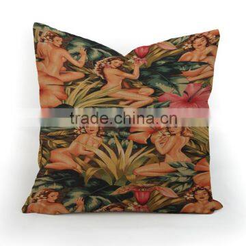 "Modern Lady" Style Printed Weave Pillow Cover For Cafe/Bar Decorative photo-5