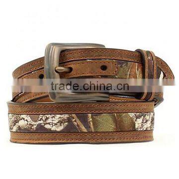 Western cowboy Brown Silver-tone buckle Belt Mossy Oak camo belt