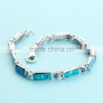 925 Sterling Silver Ocean Synthetic Blue Opal Bracelet Jewelry SBI181W photo-5