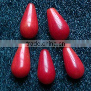 6*10mm natura half drill drop shape red coral beads for wholesale