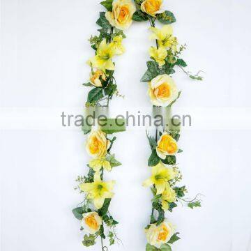 fake rose and lily garland Artificial silk Flower Garland