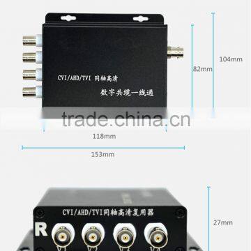 4ch AHD/CVI/TVI/ video over coax transmitter and receiver