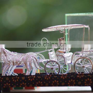 Hartati Heritage Javanese Carriage Andong Miniature Souvenir (2 Horses) Silver Plated