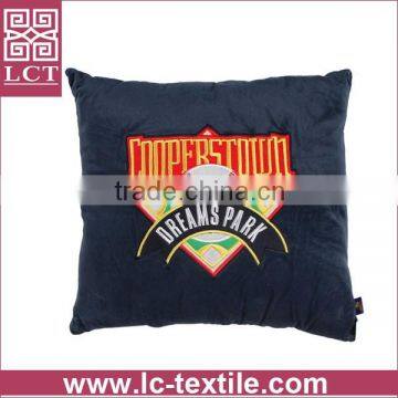 supply Wrinkle Free seude fabric promotional cushion with top quality custom design patch embroidery(LCTP0007)