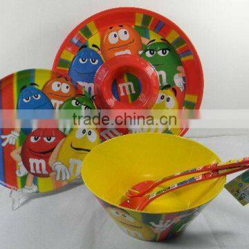 melamine tableware set/melamine chip and dip tray/melamine plate/melamine spoon and fork