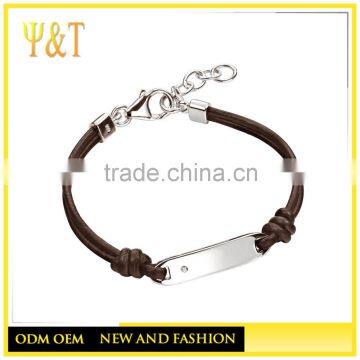 hot selling cheap steel personalized wide leather cuff bracelets wholesale(QS-0119)