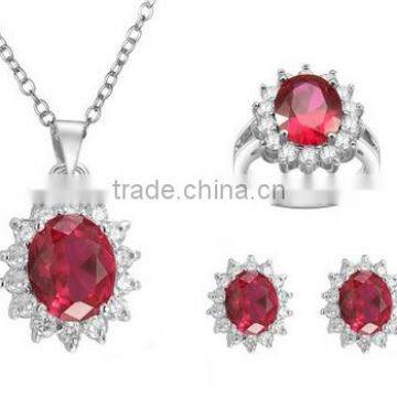 HY Fashion Jewelry cubic zirconia brass ruby string jewelry sets for Women