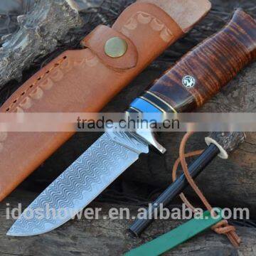 fixed blade outdoor hunting knife with bone handle, military pocket knife