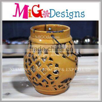 Hanging Outdoor Candle Lantern Hollow Ceramic Decorative Holder