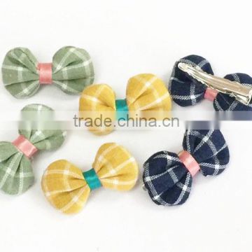 Wholesale alligator hair clips in fabric and ribbon bow tie with fashion fabric flower with crystal stone