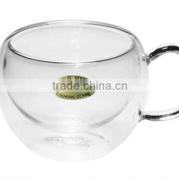 clear borosilicate glass double glass cup for factory