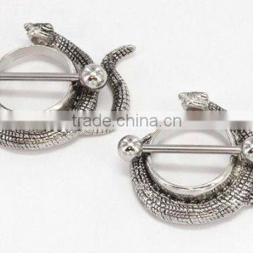 316L snake nipple piercing ring body jewelry vintage style