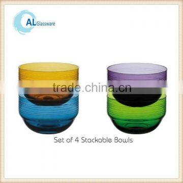 engraved ice cream glass dessert cup, purple glass bowl