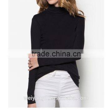 High Neck Top Woman Plain Blouses