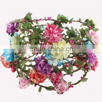 Fashion chrysanthemum hairband ,bohemian style flower tiara/crown wedding headband for bridal