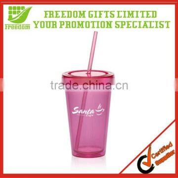 Logo Printed Plastic Straw Tumbler