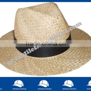 standard straw hat with black ribbon