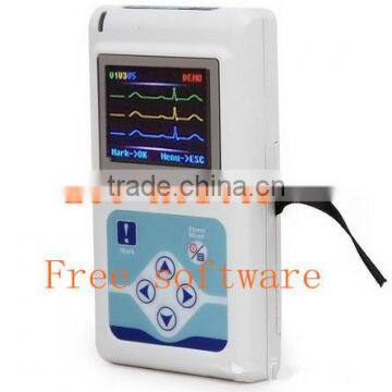 Color LCD Holter recorder 3 Channel with free software CD 24 hour ECG file